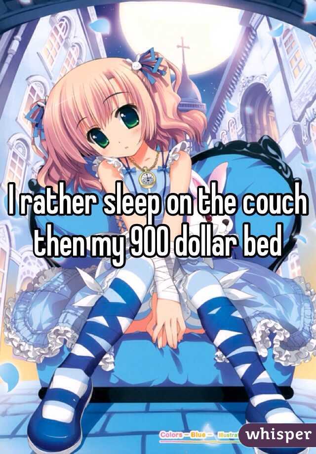 I rather sleep on the couch then my 900 dollar bed 