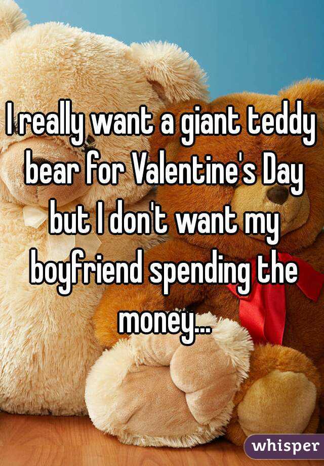 I really want a giant teddy bear for Valentine's Day but I don't want my boyfriend spending the money...