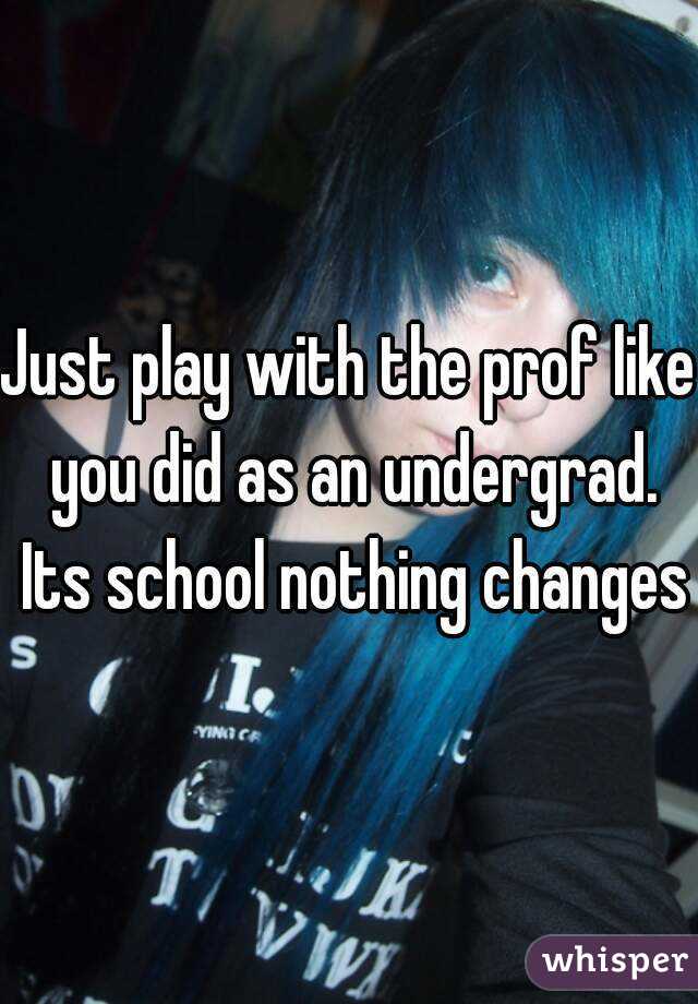 Just play with the prof like you did as an undergrad. Its school nothing changes