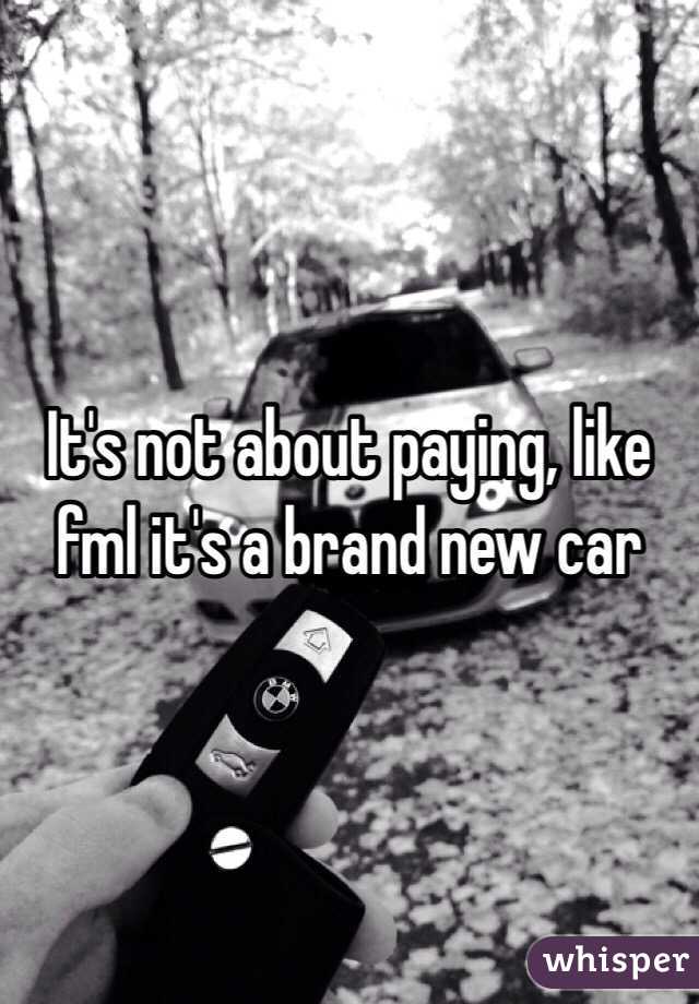 It's not about paying, like fml it's a brand new car