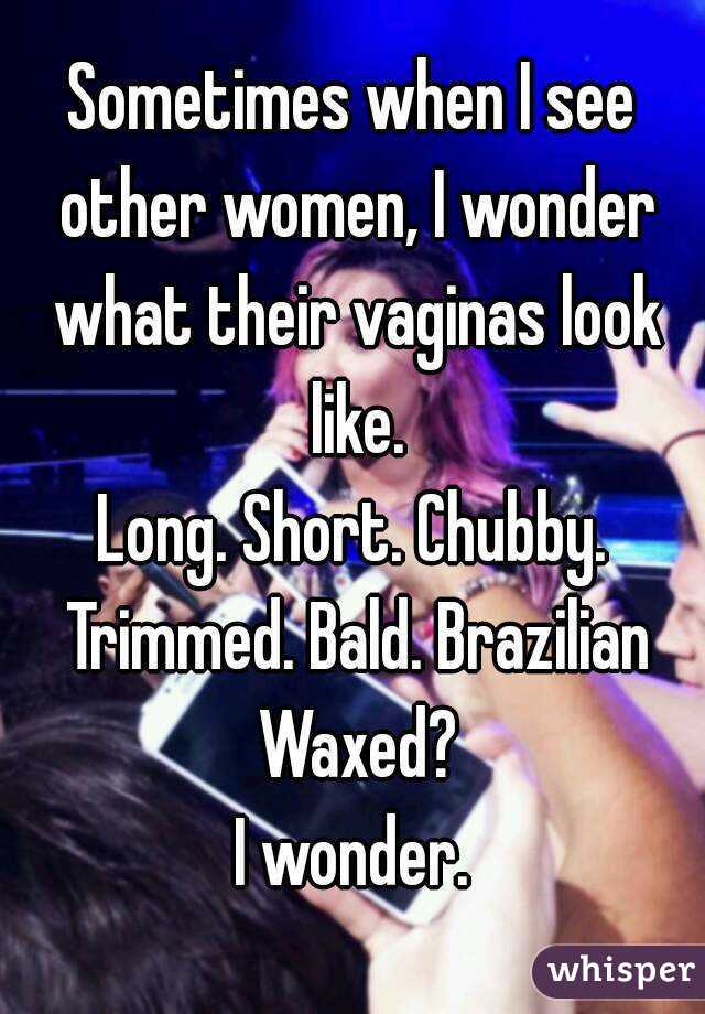 Sometimes when I see other women, I wonder what their vaginas look like.
Long. Short. Chubby. Trimmed. Bald. Brazilian Waxed?
I wonder.