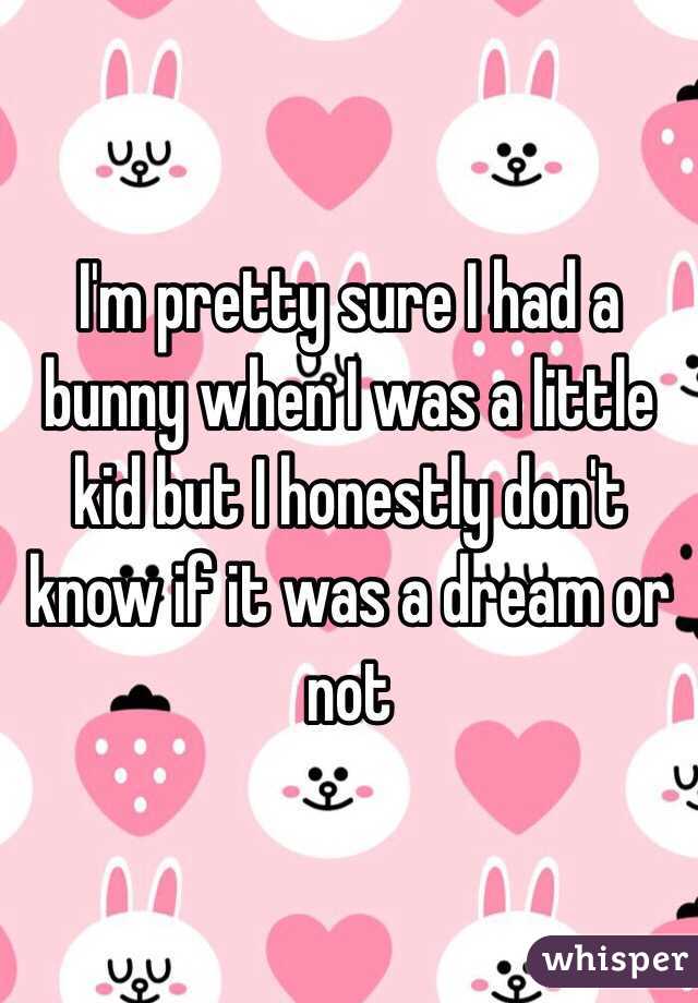 I'm pretty sure I had a bunny when I was a little kid but I honestly don't know if it was a dream or not