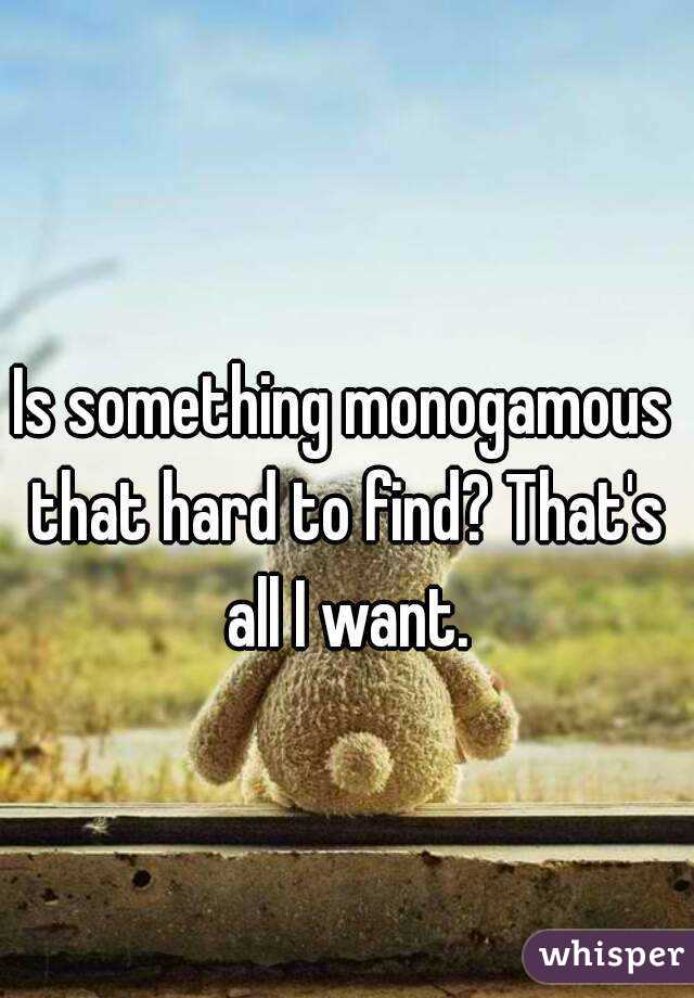 Is something monogamous that hard to find? That's all I want.