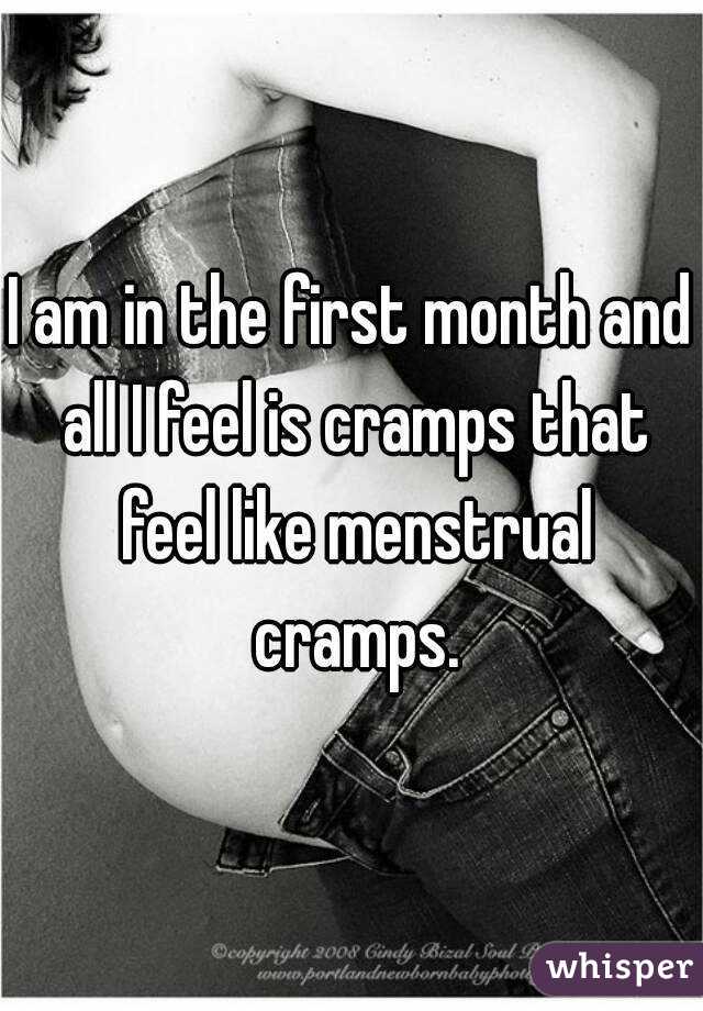 I am in the first month and all I feel is cramps that feel like menstrual cramps.