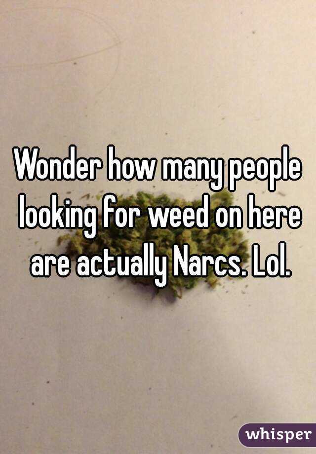 Wonder how many people looking for weed on here are actually Narcs. Lol.