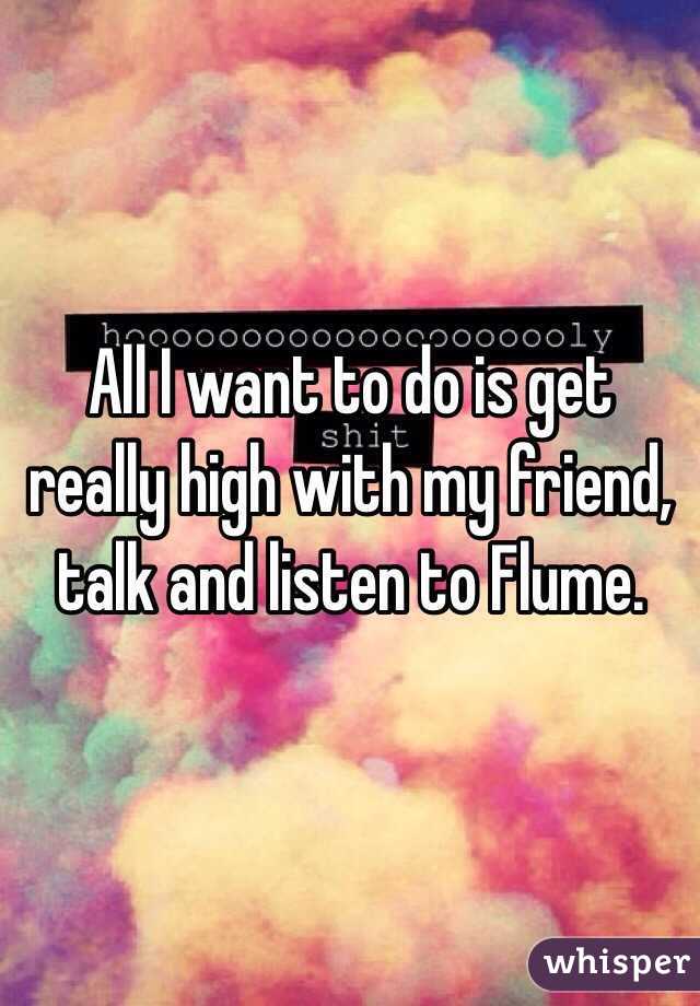 All I want to do is get really high with my friend, talk and listen to Flume.