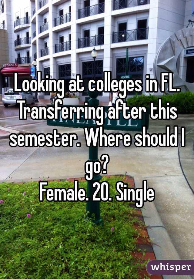 Looking at colleges in FL. Transferring after this semester. Where should I go?
Female. 20. Single