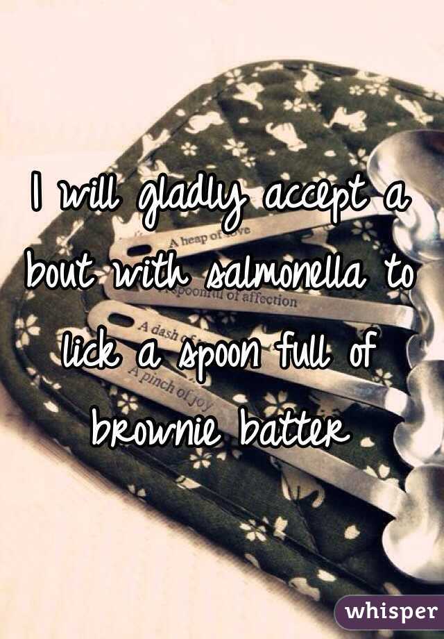 I will gladly accept a bout with salmonella to lick a spoon full of brownie batter