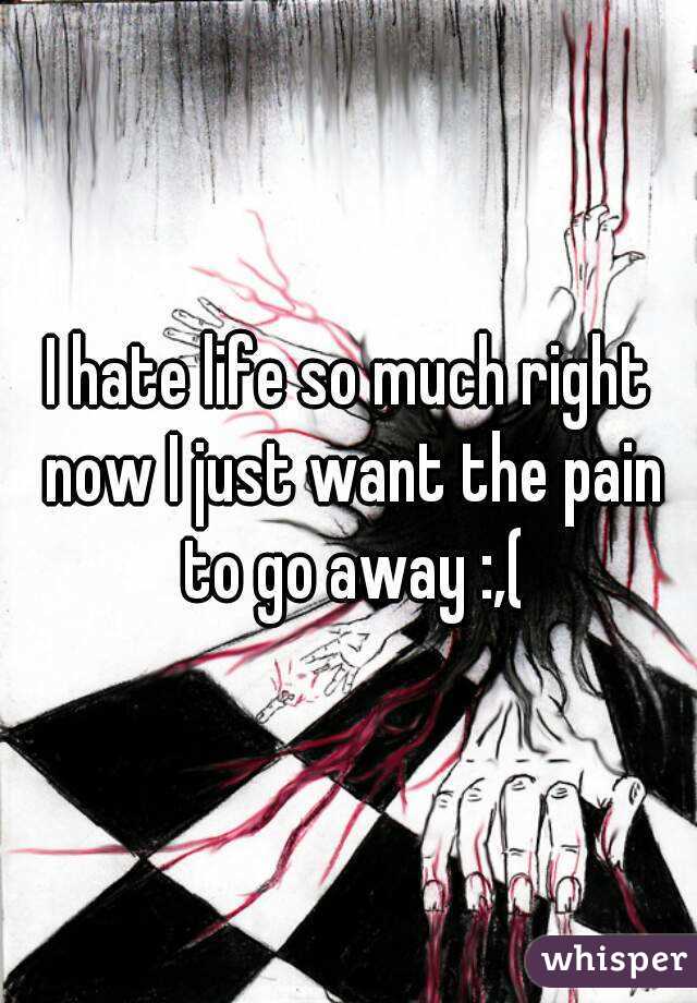 I hate life so much right now I just want the pain to go away :,(