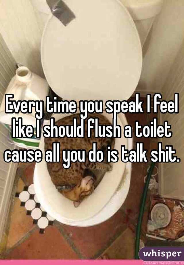 Every time you speak I feel like I should flush a toilet cause all you do is talk shit.