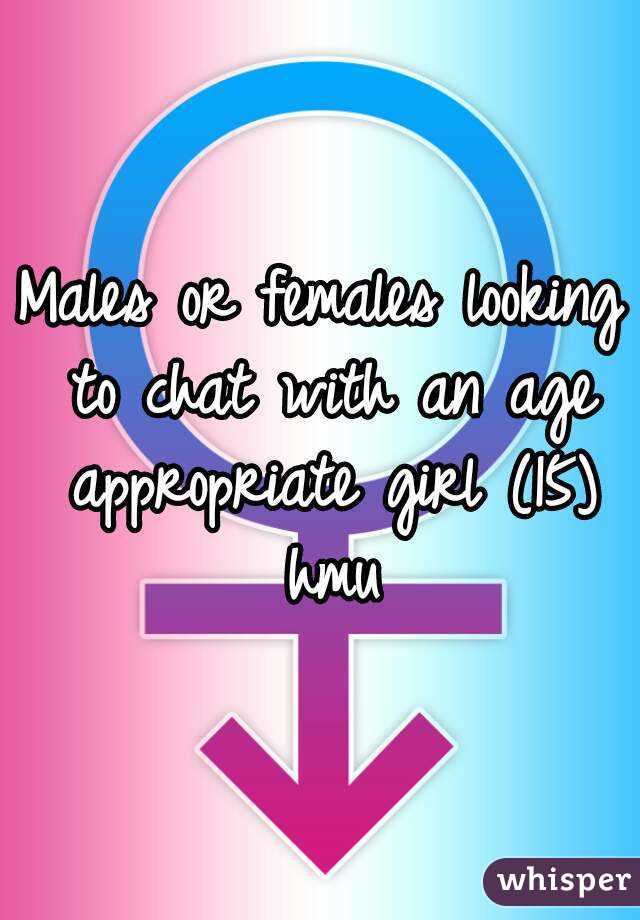 Males or females looking to chat with an age appropriate girl (15) hmu