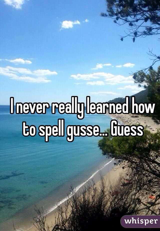 I never really learned how to spell gusse... Guess 