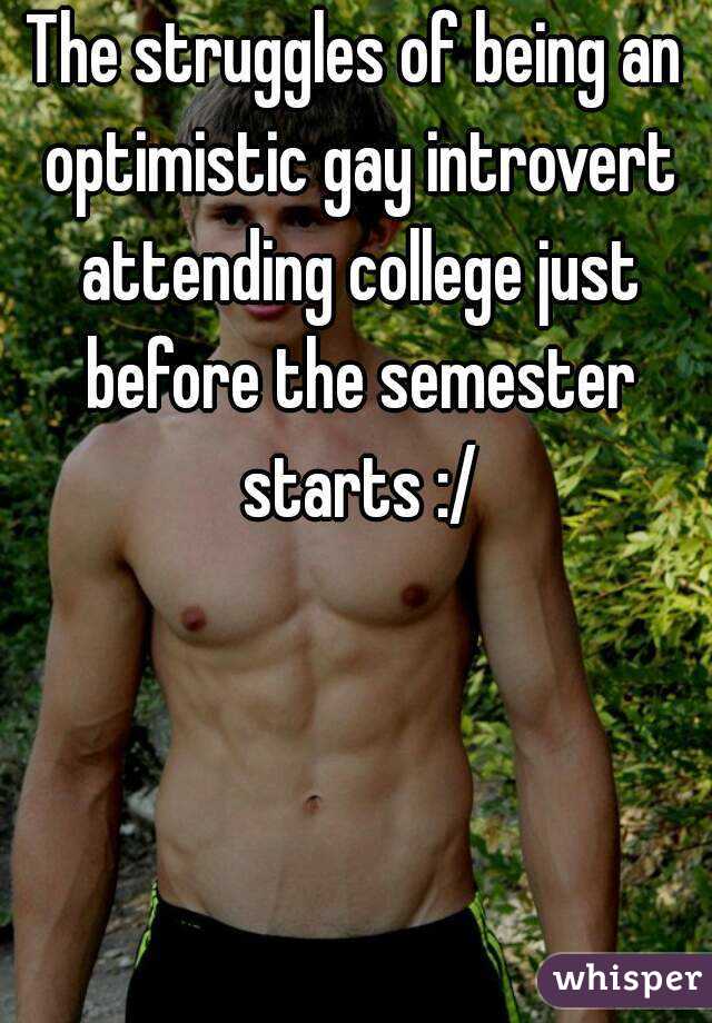 The struggles of being an optimistic gay introvert attending college just before the semester starts :/