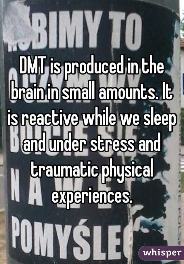 DMT is produced in the brain in small amounts. It is reactive while we sleep and under stress and traumatic physical experiences.