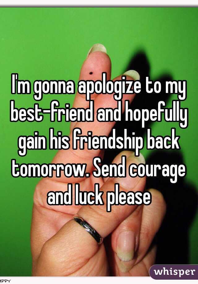 I'm gonna apologize to my best-friend and hopefully gain his friendship back tomorrow. Send courage and luck please 