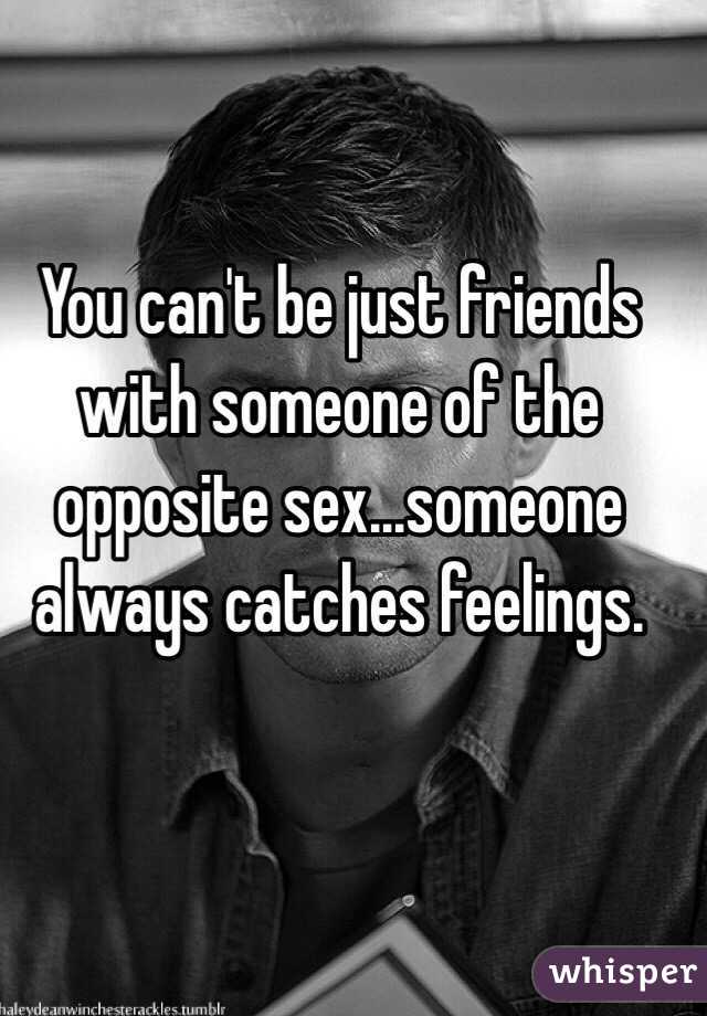 You can't be just friends with someone of the opposite sex...someone always catches feelings.