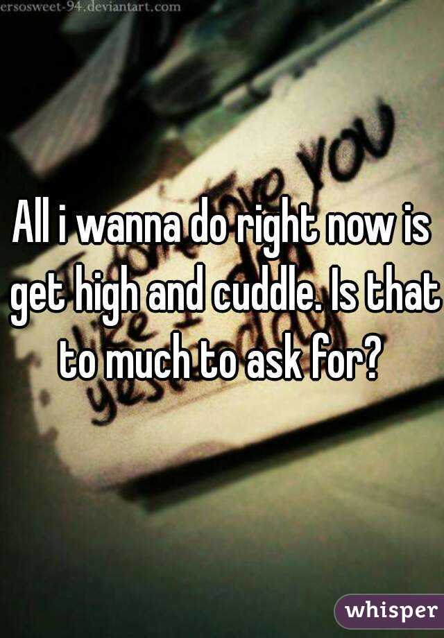 All i wanna do right now is get high and cuddle. Is that to much to ask for? 