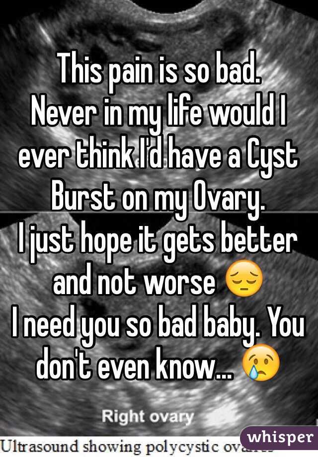 This pain is so bad. 
Never in my life would I ever think I'd have a Cyst Burst on my Ovary. 
I just hope it gets better and not worse 😔
I need you so bad baby. You don't even know... 😢