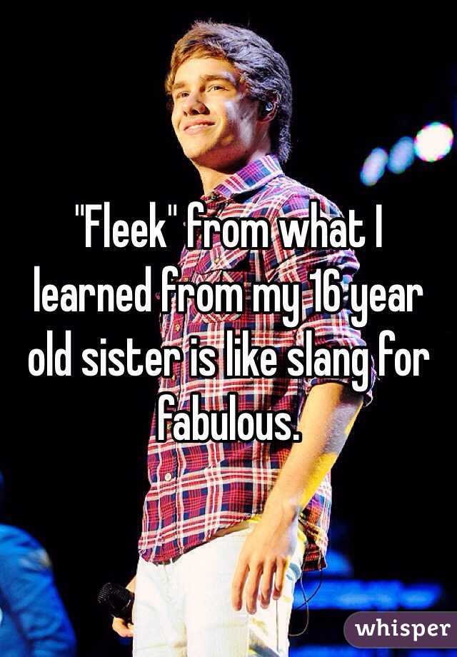 "Fleek" from what I learned from my 16 year old sister is like slang for fabulous. 