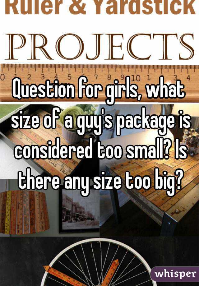 Question for girls, what size of a guy's package is considered too small? Is there any size too big?