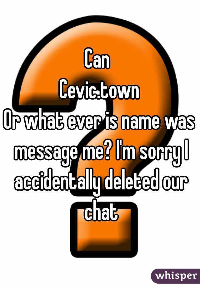 Can 
Cevic.town
Or what ever is name was message me? I'm sorry I accidentally deleted our chat