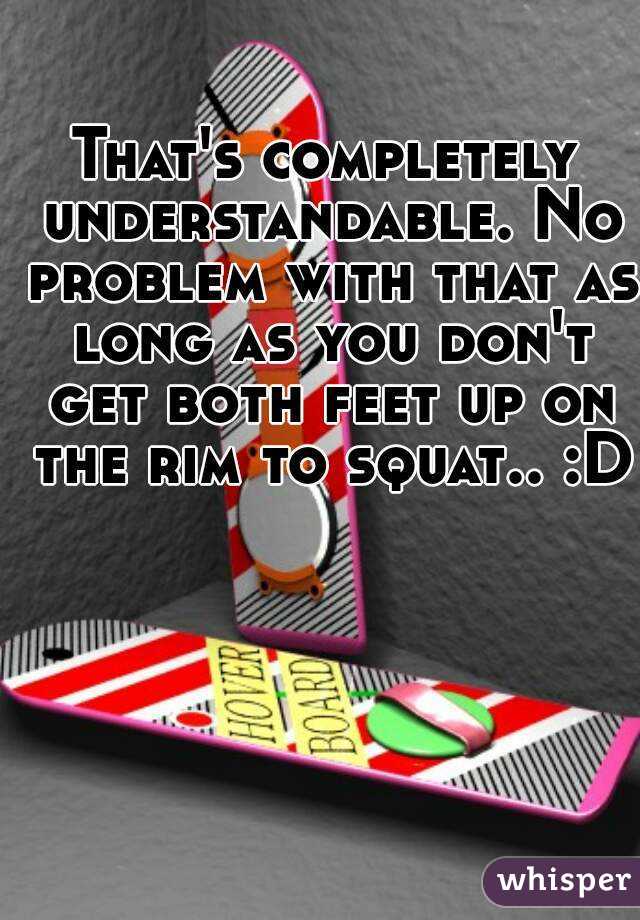 That's completely understandable. No problem with that as long as you don't get both feet up on the rim to squat.. :D