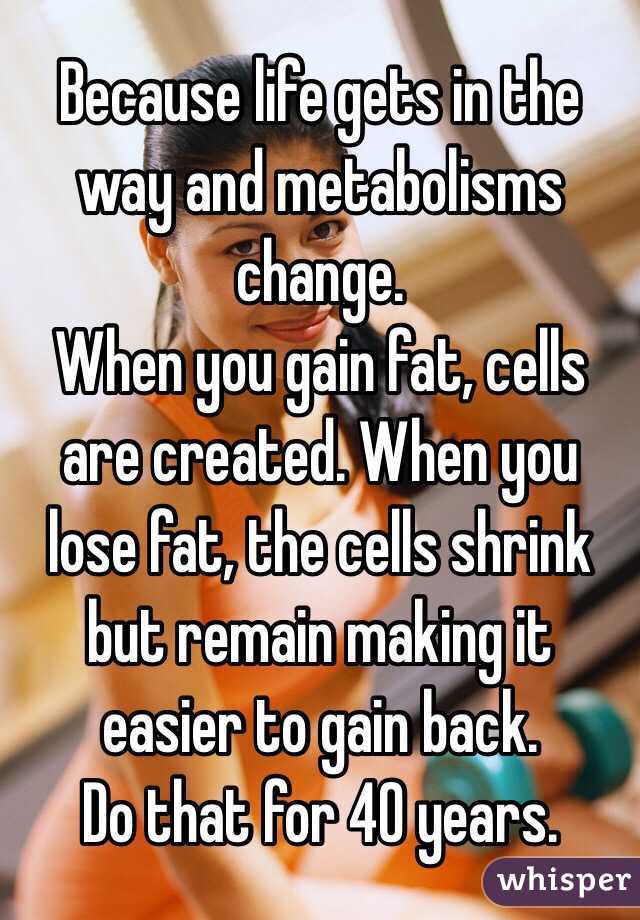 Because life gets in the way and metabolisms change.
When you gain fat, cells are created. When you lose fat, the cells shrink but remain making it easier to gain back. 
Do that for 40 years. 