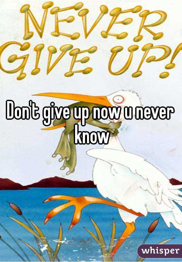 Don't give up now u never know