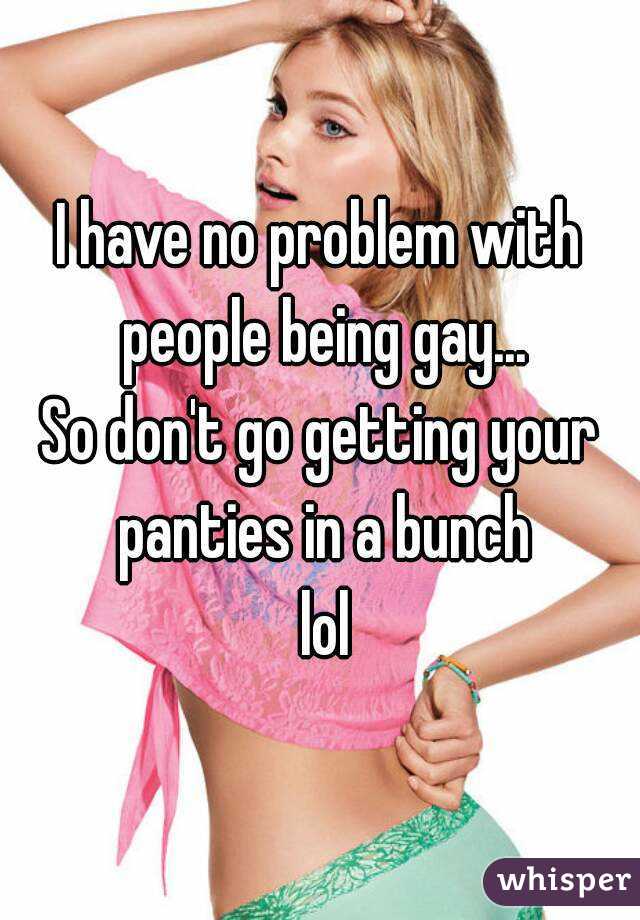 I have no problem with people being gay...
So don't go getting your panties in a bunch
 lol