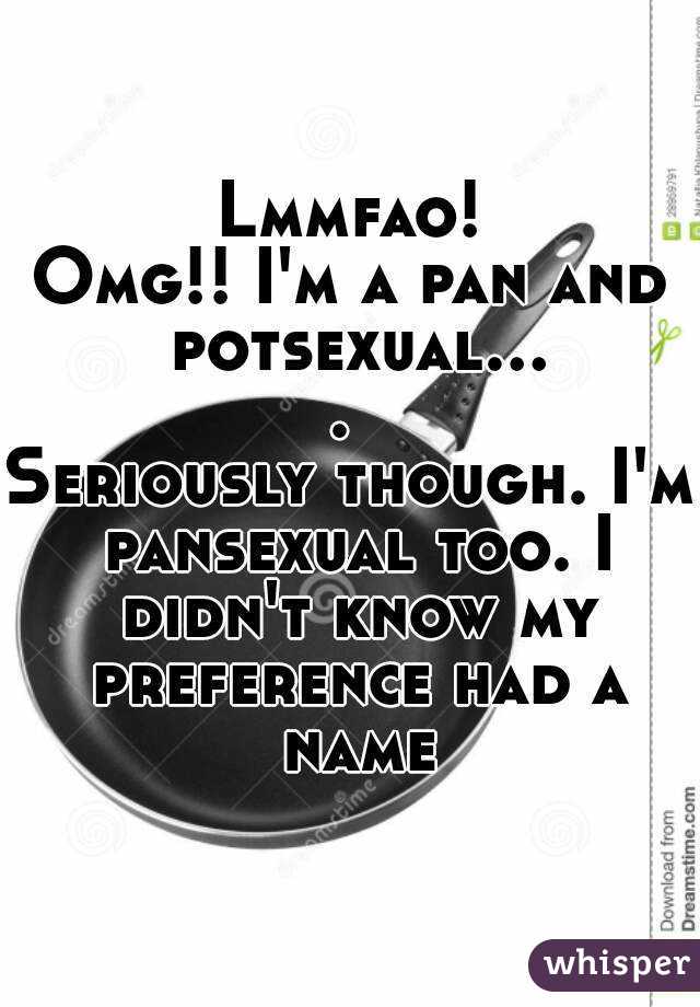 Lmmfao!
Omg!! I'm a pan and potsexual.... 
Seriously though. I'm pansexual too. I didn't know my preference had a name