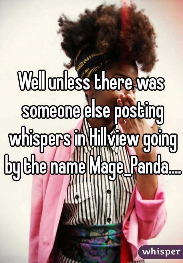 Well unless there was someone else posting whispers in Hillview going by the name Mage_Panda....