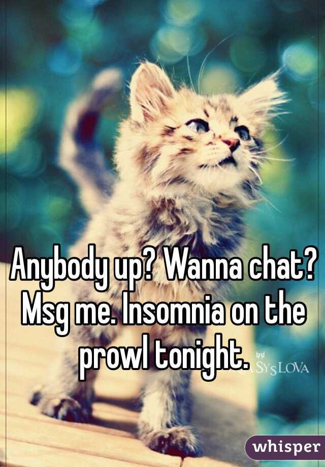 Anybody up? Wanna chat? Msg me. Insomnia on the prowl tonight. 