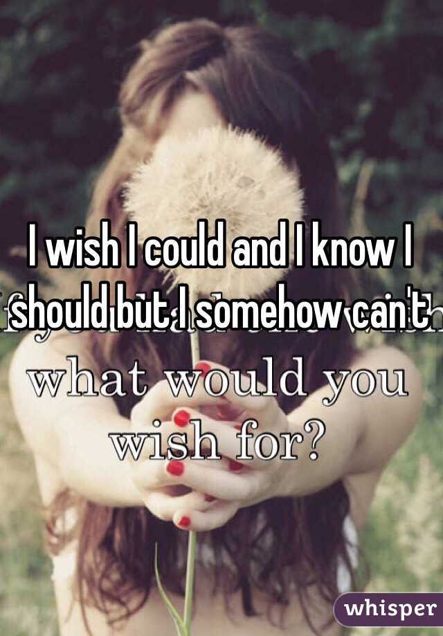 I wish I could and I know I should but I somehow can't 