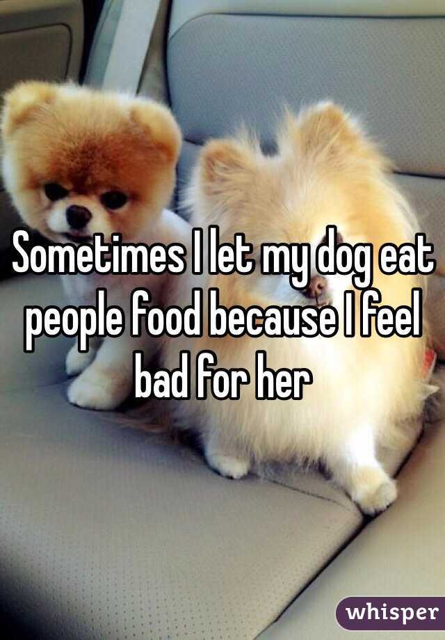 Sometimes I let my dog eat people food because I feel bad for her