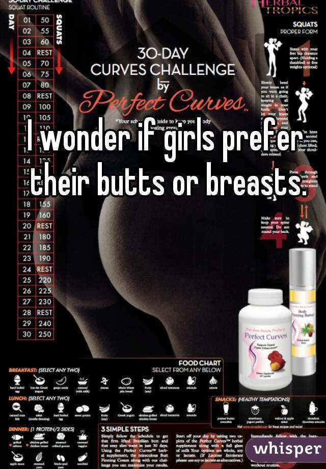 I wonder if girls prefer their butts or breasts.