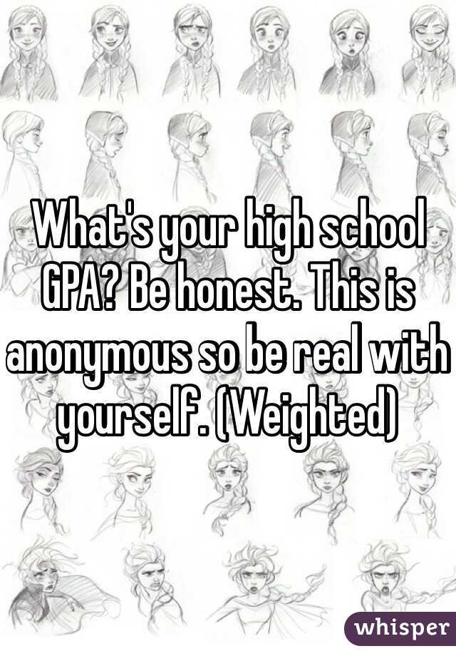 What's your high school GPA? Be honest. This is anonymous so be real with yourself. (Weighted)