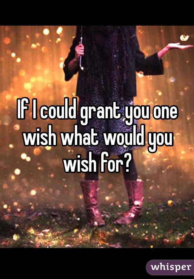 If I could grant you one wish what would you wish for?