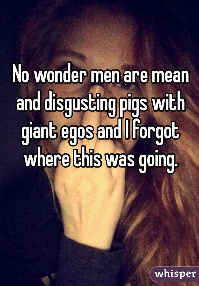 No wonder men are mean and disgusting pigs with giant egos and I forgot where this was going. 