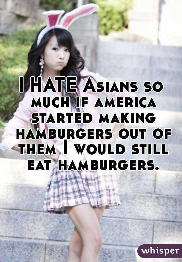 I HATE Asians so much if america started making hamburgers out of them I would still eat hamburgers.