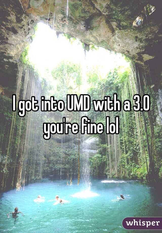 I got into UMD with a 3.0 you're fine lol