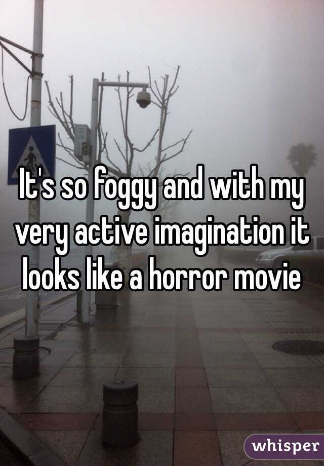 It's so foggy and with my very active imagination it looks like a horror movie 