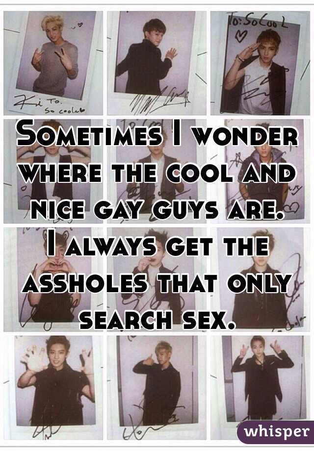 Sometimes I wonder where the cool and nice gay guys are.
I always get the assholes that only search sex.