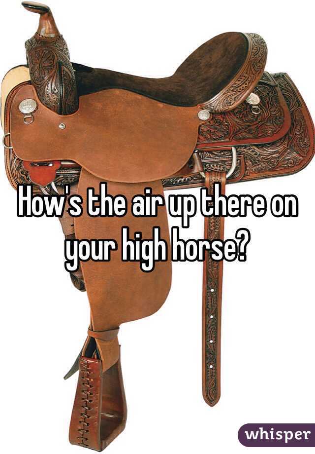 How's the air up there on your high horse?