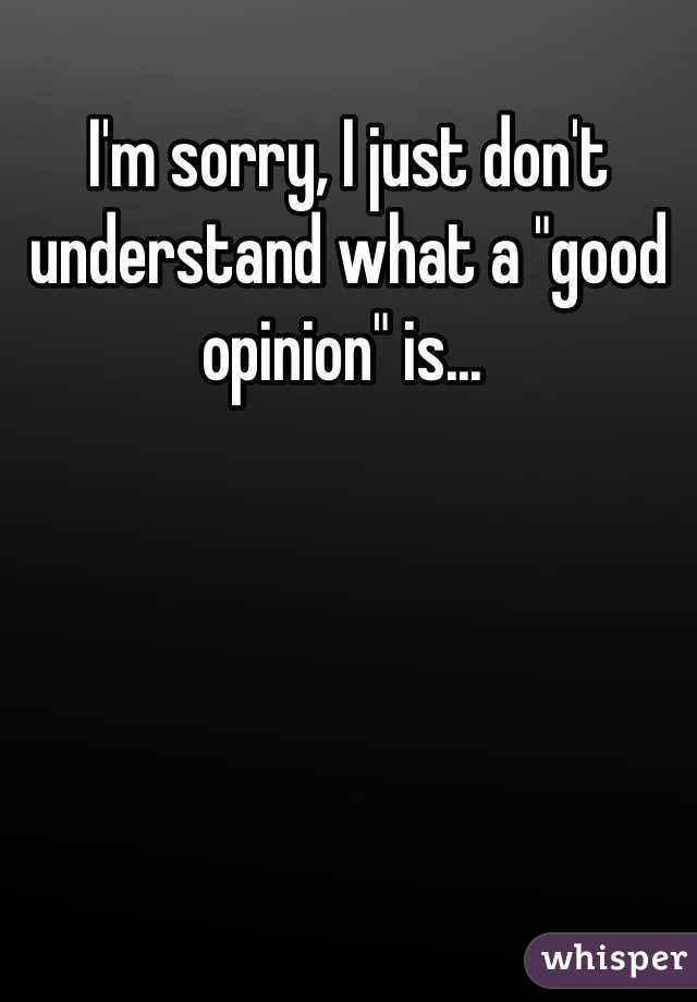 I'm sorry, I just don't understand what a "good opinion" is... 