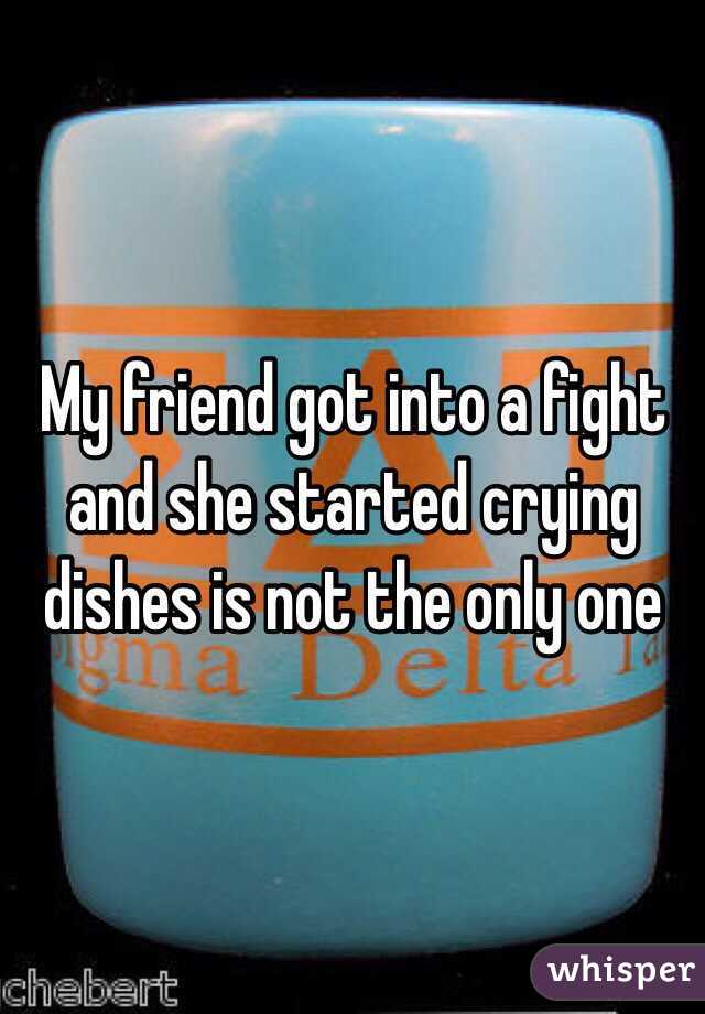 My friend got into a fight and she started crying dishes is not the only one