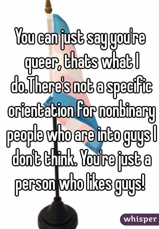 You can just say you're queer, thats what I do.There's not a specific orientation for nonbinary people who are into guys I don't think. You're just a person who likes guys! 