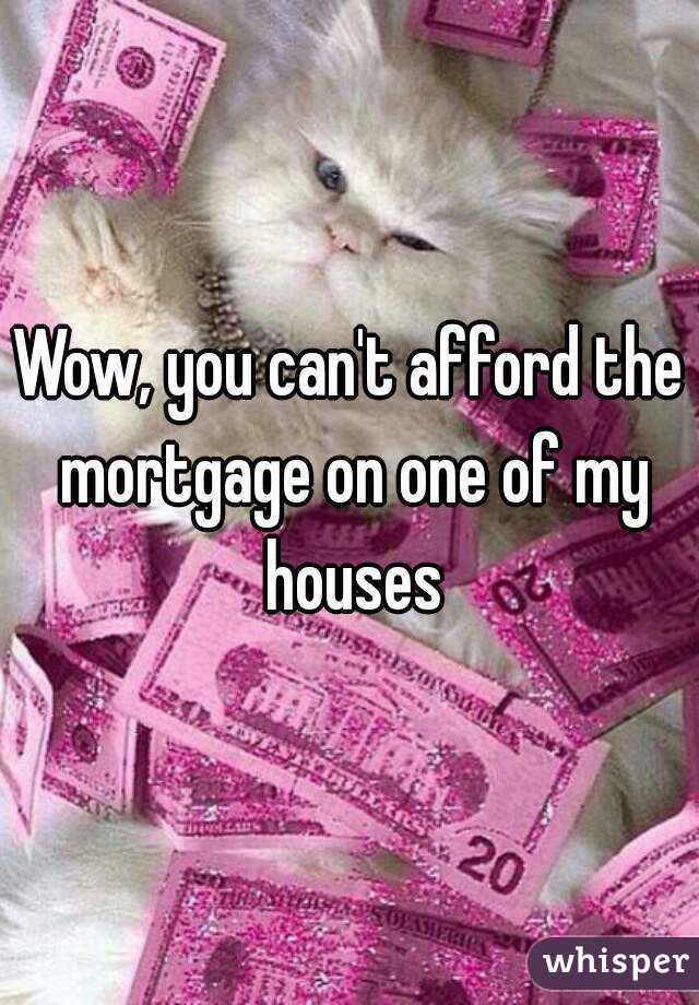 Wow, you can't afford the mortgage on one of my houses