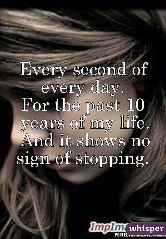 Every second of every day. 
For the past 10 years of my life. And it shows no sign of stopping. 