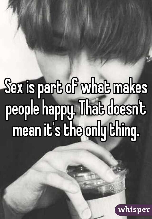 Sex is part of what makes people happy. That doesn't mean it's the only thing. 