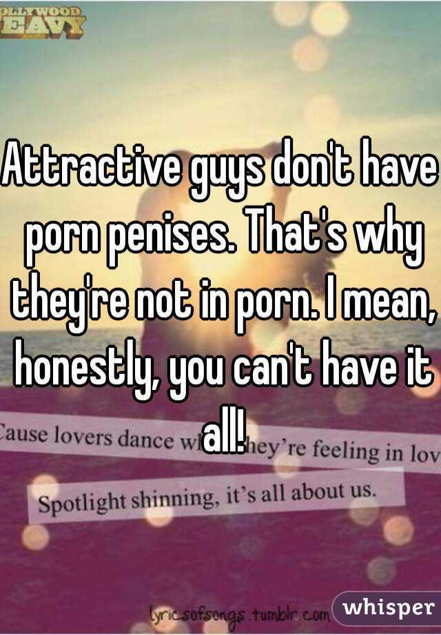Attractive guys don't have porn penises. That's why they're not in porn. I mean, honestly, you can't have it all!
